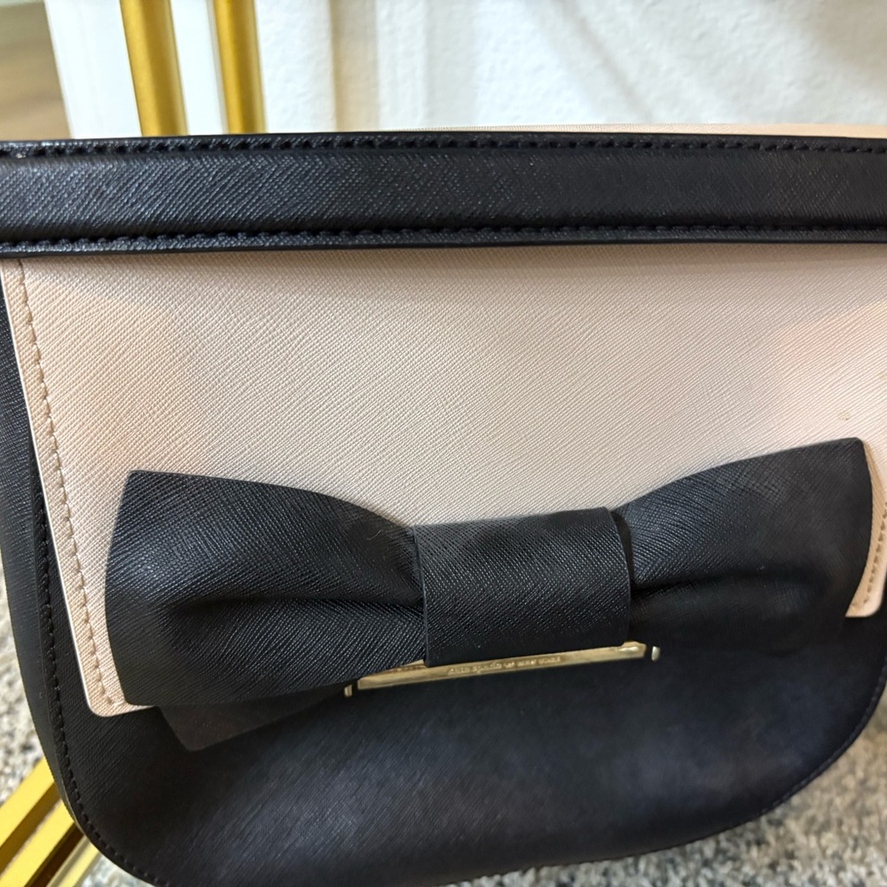 Kate Spade Black and Cream Shoulder Bag with Bow Detail